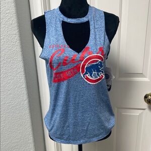 Women's Blue Cutout Chicago Cubs Tank Top